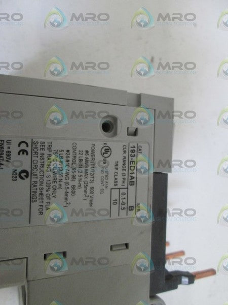 ALLEN BRADLEY OVERLOAD RELAY (0.1-0.5A) 193-ED1AB SER.B  UNMP