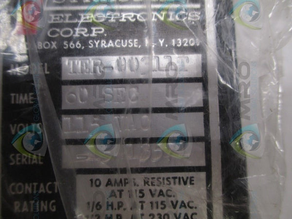 SYRACUSE ELECTRONICS TER-001311T TIME DELAY RELAY 60SEC. NSMP