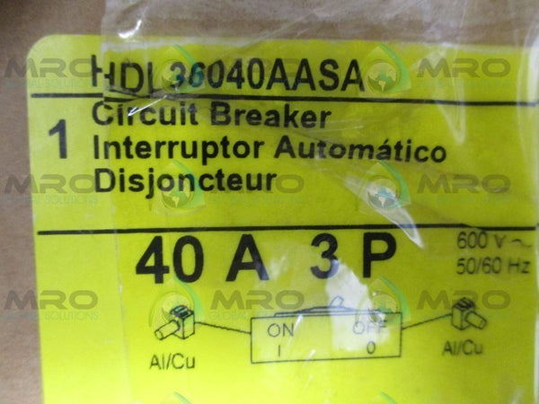 SQUARE D POWERPACT HDL36040AASA CIRCUIT BREAKER 40A  NSMP