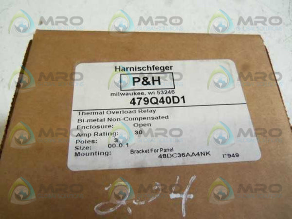 HARNISCHFEGER P&H 479Q40D1 OVERLOAD RELAY  NSMP