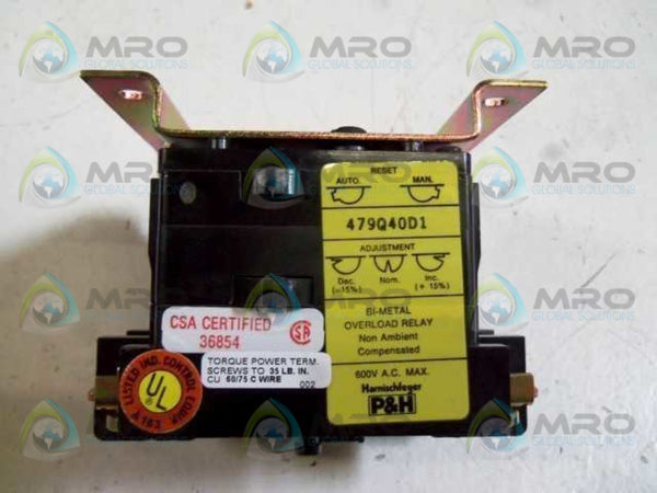 HARNISCHFEGER P&H 479Q40D1 OVERLOAD RELAY  NSMP