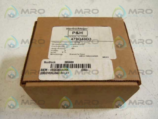 HARNISCHFEGER P&H 479QF0D3 OVERLOAD RELAY  NSMP