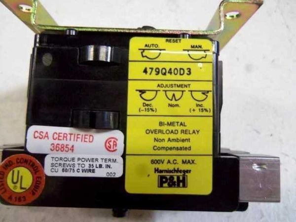 HARNISCHFEGER P&H 479QF0D3 OVERLOAD RELAY  NSMP