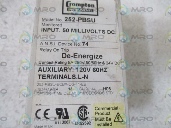 CROMPTON 252-PBSU PROTECTOR RELAY UNMP