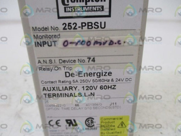 CROMPTON 252-PBSU-GBBX-DG-T1-EB PROTECTOR RELAY NSMP