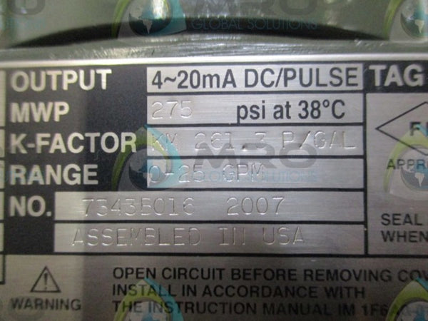 YOKOGAWA DY025-DBMAA1-2D VORTEX FLOWMETER NSMP