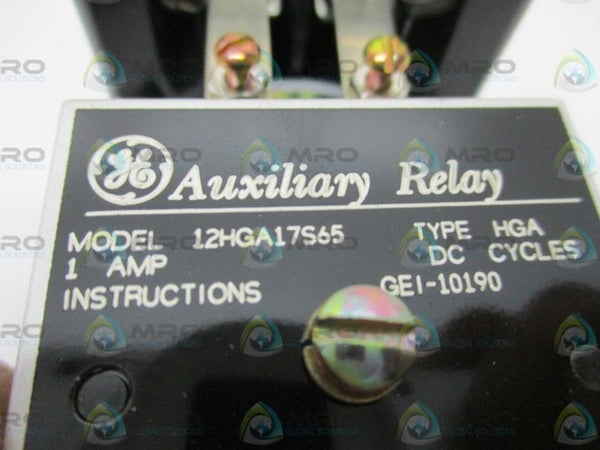 GENERAL ELECTRIC 12HGA17S65 AUXILIARY RELAY NSMP