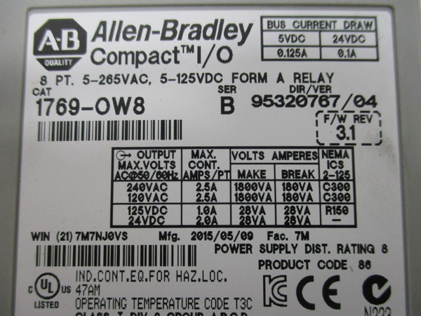 ALLEN BRADLEY 1769-OW8 SER. B F/W 3.1 5-265VAC NSMP