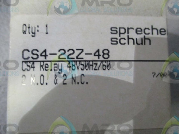 SPRECHER+SCHUH CS4-22Z-48 RELAY NSMP