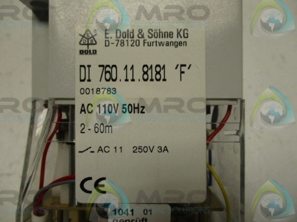 E.DOLD&SOHNE KG DI760.11.8181 VARIMETER RELAY  2-60 MIN. 110V  NSNP