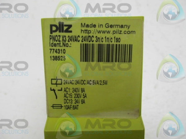 PILZ PNOZX324VAC24VDC3N/C1N/C1S0 774310 SAFETY RELAY 5A 230VAC 24VAC/DC  UNMP