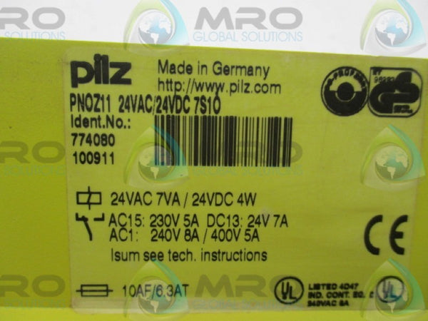 PILZ PNOZ1124VAC/24VDC7S10 774080 SAFETY RELAY 24VDC 230VAC  UNMP