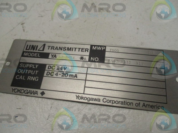 YOKOGAWA YA53-SHS4 UNI TRANSMITTER 24VDC 7000PSI NSMP