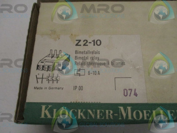 KLOCKNER MOELLER Z2-10 BIMETAL RELAY 6-10A  NSMP