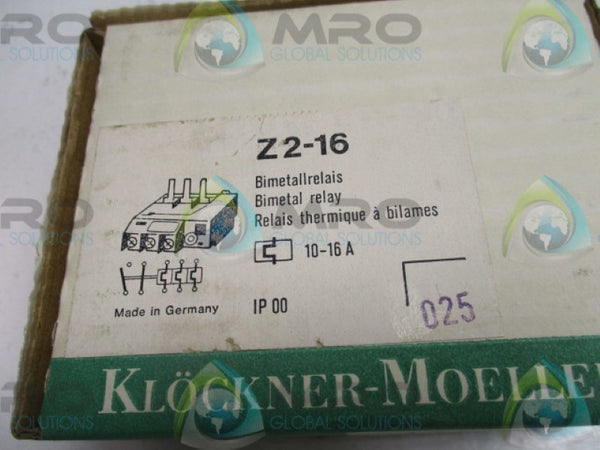 KLOCKNER MOELLER Z2-16 BIMETAL RELAY 10-16A  NSMP