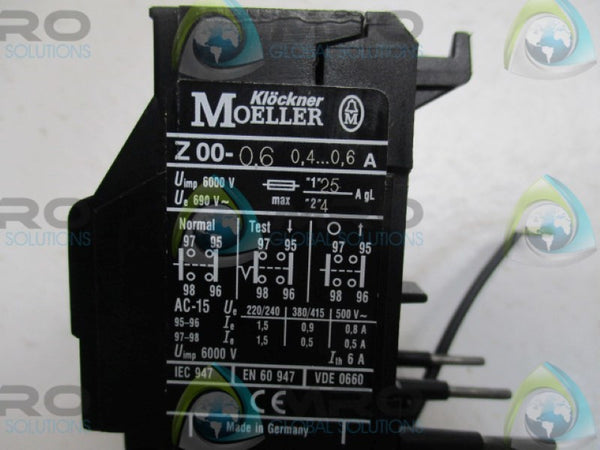 KLOCKNER MOELLER Z00-0.6 OVERLOAD RELAY 0.4-0.6A NSNP