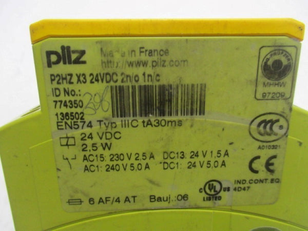 PILZ P2HZ-X3-24VDC-2N/O-1N/C SAFETY RELAY 24VDC UNMP