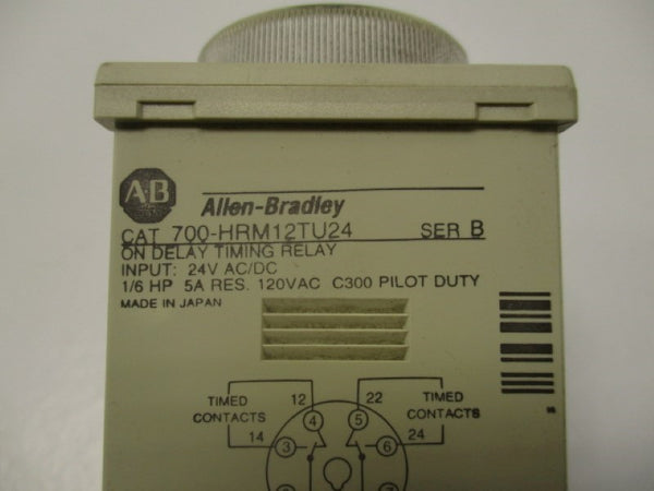 ALLEN BRADLEY 700-HRM12TU24 DIAL TIMING RELAY SER. B UNMP