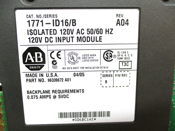 ALLEN BRADLEY 1771-ID16 SER. B NSMP