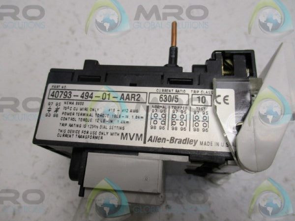 ALLEN BRADLEY 40793-494-01-AAR2 OVERLOAD RELAY UNMP