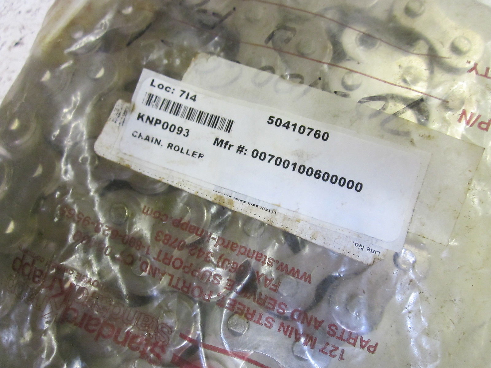 INDUSTRIAL MRO 00700100600000 ROLLER CHAIN (AS PICTURED) * NEW IN FACTORY BAG *