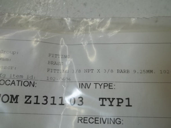 102-0606 FITTING 3/8" NPT X 3/8" BARB 9.25MM NSNP