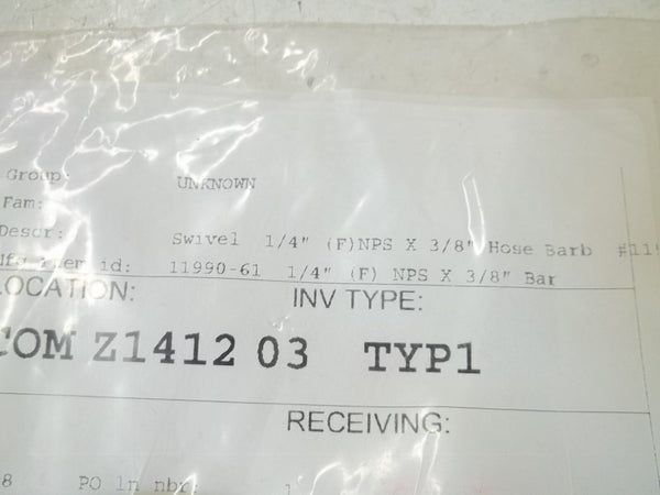 11990-61 SWIVEL 1/4" (F)NPS X 3/8" HOSE BARB NSNP