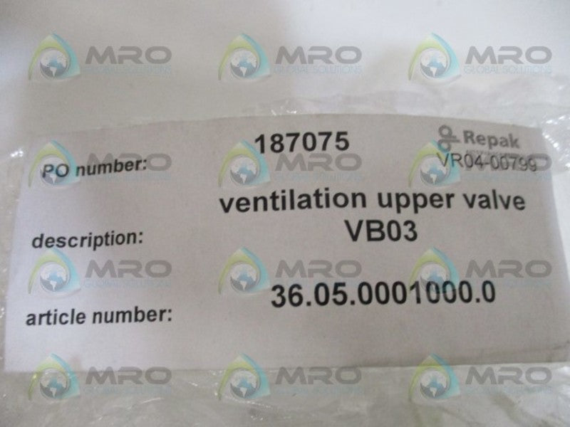 INDUSTRIAL MRO 18705 VENTILATION UPPER VALVE *NEW NO BOX*