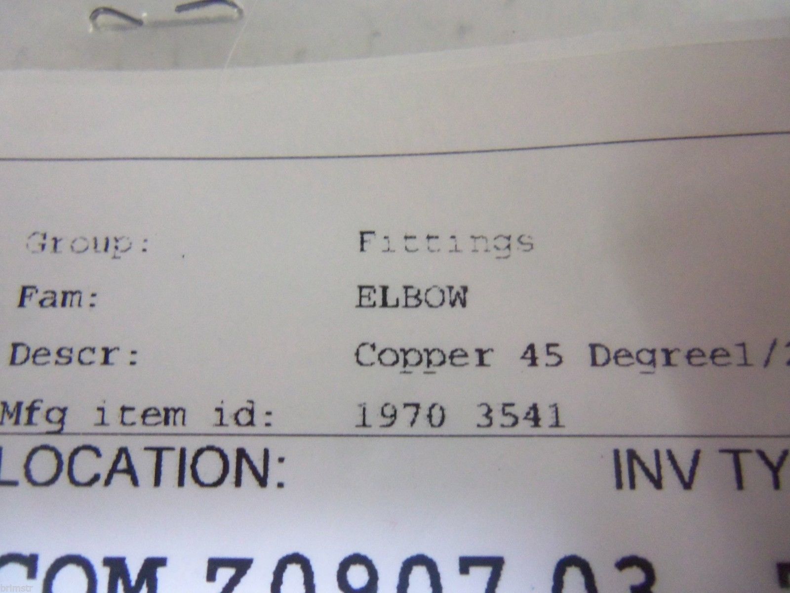 1970 3541 FITTINGS, ELBOW COPPER 45 DEGREE 1/2" C&C SIZE NSNP