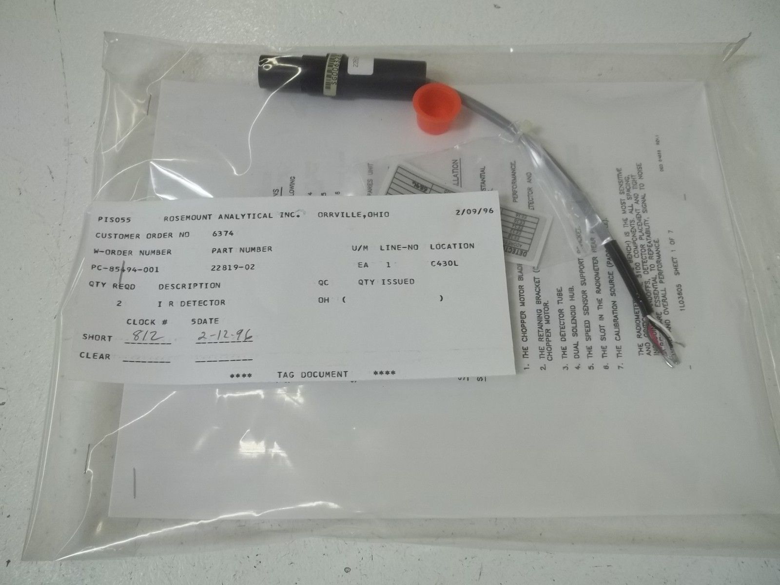 22819-02 INFRARED DETECTOR UNMP
