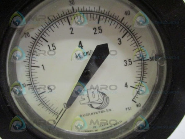 3D INSTRUMENTS 25502-22B21ISKD PRESSURE GAUGE 0-60 PSI 4 KG/CM2 NSNP