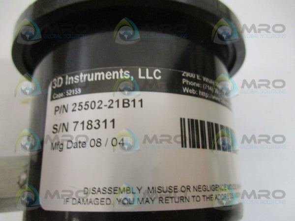 3D INSTRUMENTS 25502-21B11 PRESSURE GAUGE 0-30 PSIG NSNP