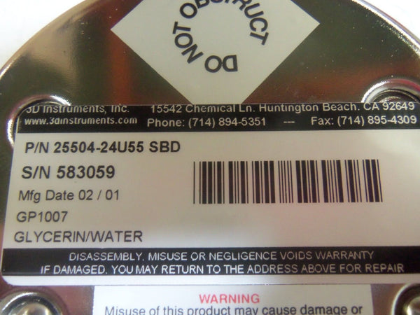 3D INSTRUMENTS 25504-24U55 PRESSURE GAUGE NSNP