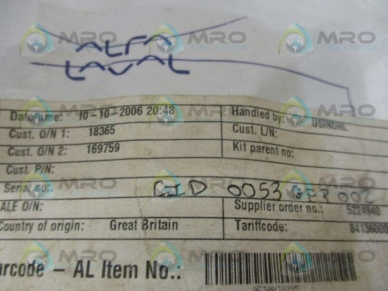 ALFA LAVAL 930038295 M2/M210 GEAR SS ASSEMBLY NSNP