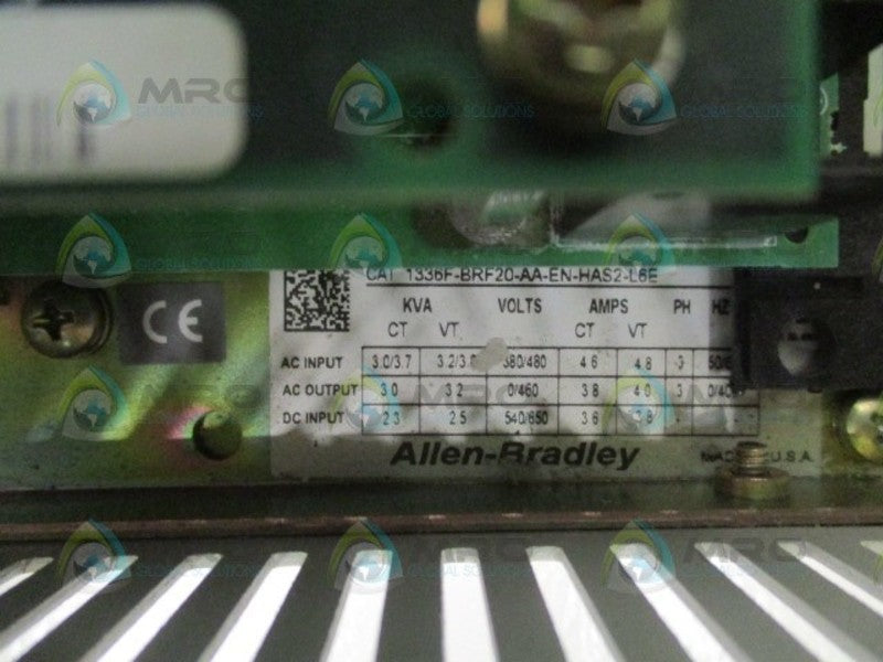 ALLEN BRADLEY PLUS II 1336F-BRF20-AA-EN-HAS2-L6E AC DRIVE UNMP