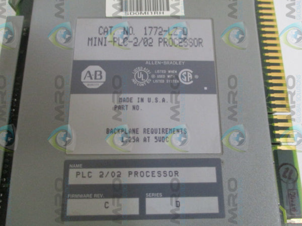ALLEN BRADLEY 1772-LZ SER. D F/W C PROCESSOR MODULE UNMP