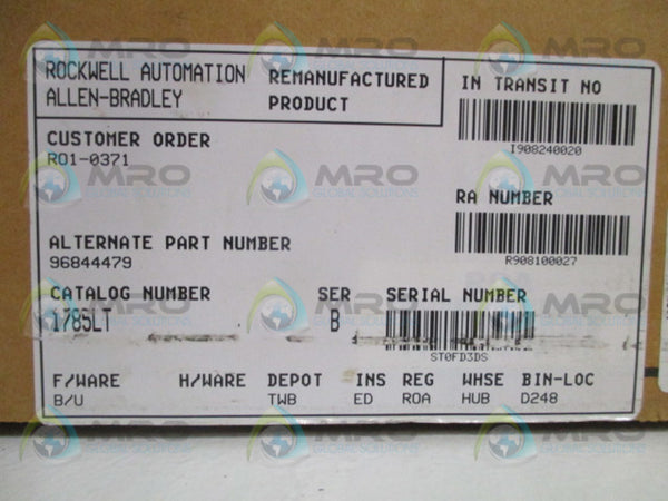 ALLEN BRADLEY 1785-LT SER. B F/W U MODULE(NO KEY)(REMANUFACTURED)NSMP