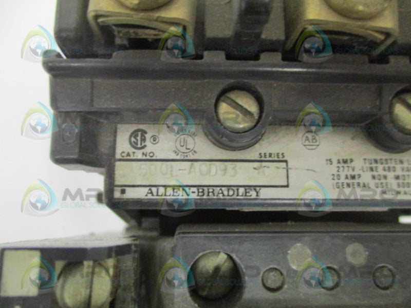 ALLEN BRADLEY 500L-AOD93 SER. A AC CONTACTOR UNMP