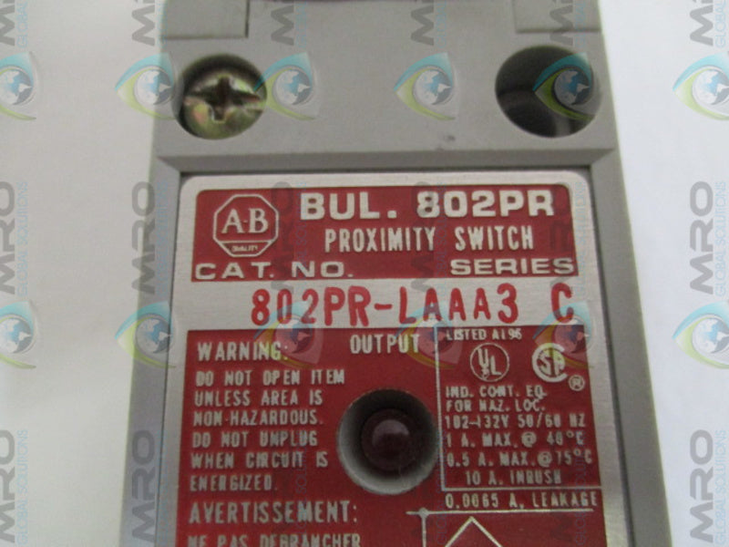 INDUSTRIAL SPARE PART 802PR-LAAA3 SER. C PROXIMITY SWITCH UNMP