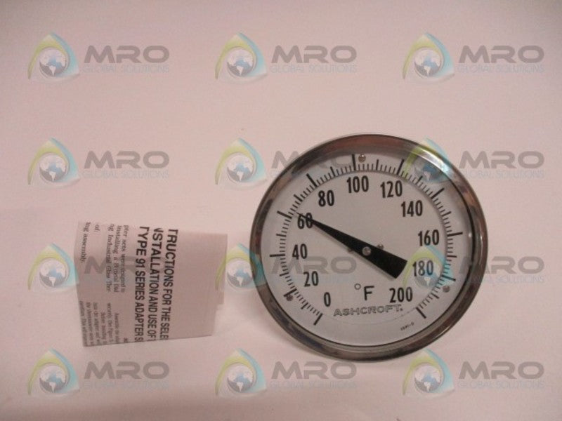 ASHCROFT 50EI60R040-0/200F BIMETAL THERMOMETER 4" STEM  NSMP