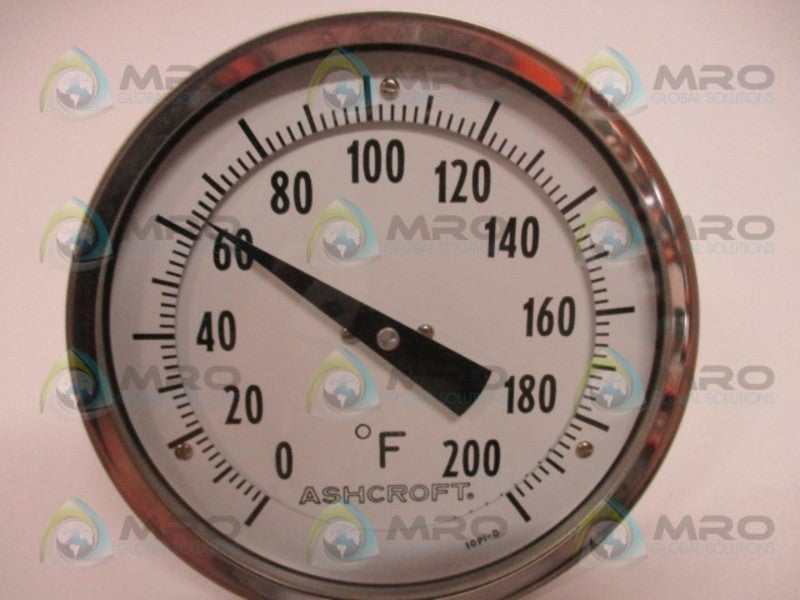 ASHCROFT 50EI60R040-0/200F BIMETAL THERMOMETER 4" STEM  NSMP