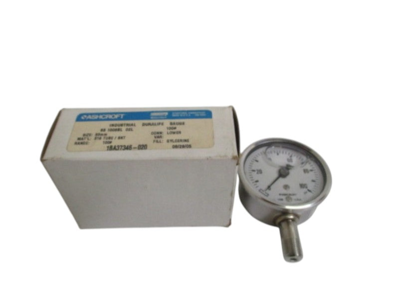 ASHCROFT 631008SL02L-100# PRESSURE GAUGE 0-100 PSI NSMP