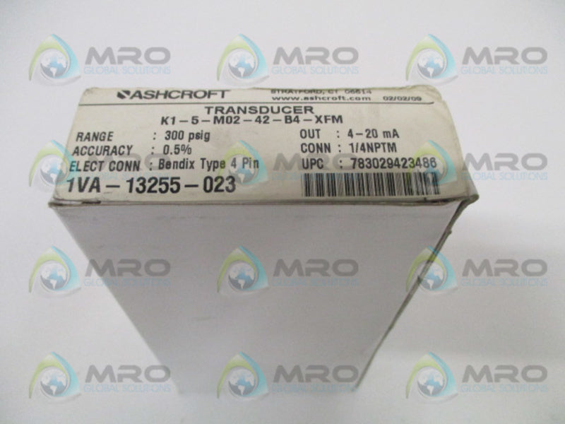 ASHCROFT K15M0242B4300#-XFM K1 PRESSURE TRANSDUCER 300 PSIG NSMP