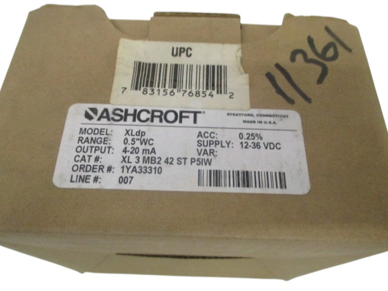 ASHCROFT XLdp  XL3MB242STP5IW DIFF. PRESSURE TRANSMITTER 0.5"WC NSMP