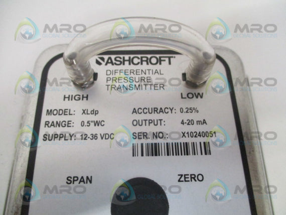 ASHCROFT XLdp  XL3MB242STP5IW DIFF. PRESSURE TRANSMITTER 0.5"WC *NEW IN BOX*