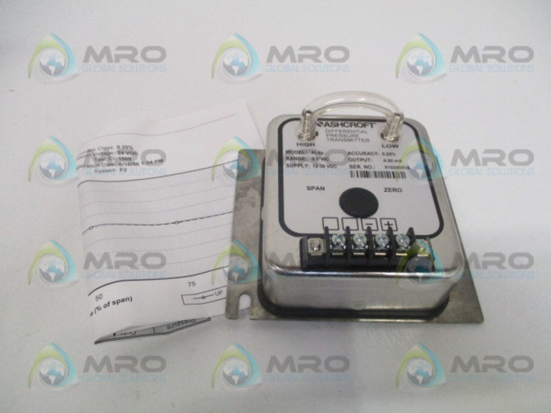 ASHCROFT XLdp XL3MB242STP1IW DIFF. PRESSURE TRANSMITTER 0.1"WC NSMP