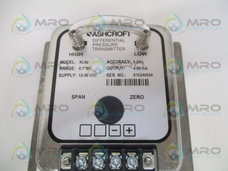 ASHCROFT XLdp XL3MB242STP1IW DIFF. PRESSURE TRANSMITTER 0.1"WC NSMP