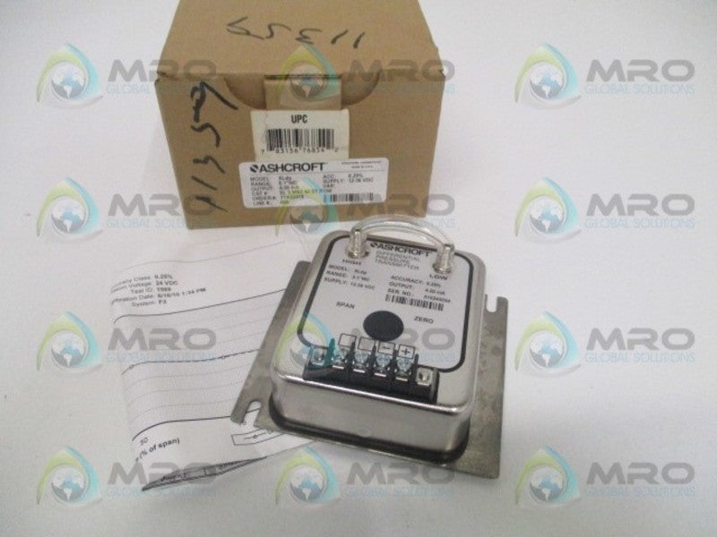 ASHCROFT XLdp XL3MB242STP1IW DIFF. PRESSURE TRANSMITTER 0.1"WC NSMP