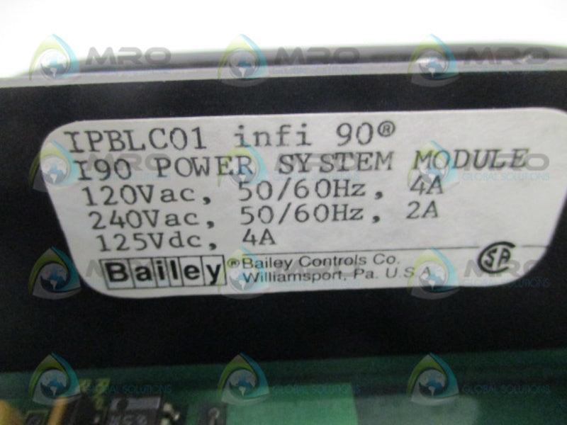 BAILEY infi 90 IPBLC01 POWER SYSTEM MODULE UNMP