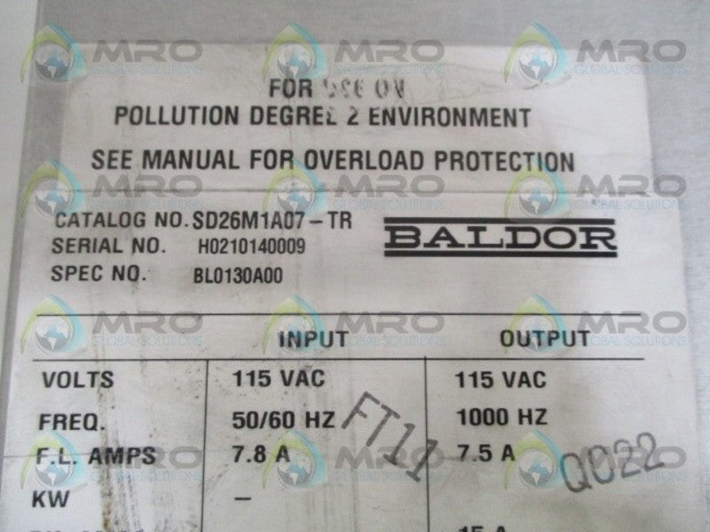 BALDOR SD26M1A07-TR AC SERVO DRIVE UNMP